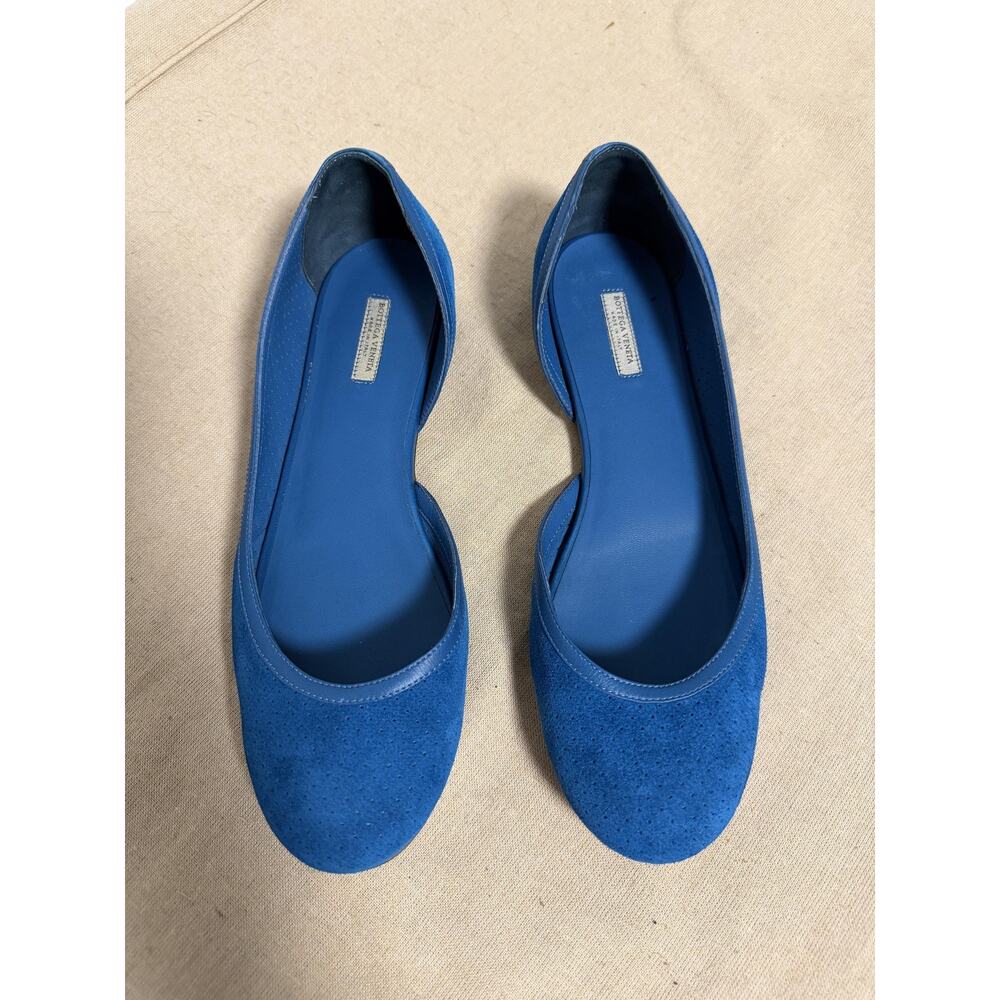 Bottega Veneta Shoes Womens Size 7.5/37.5 Blue Suede Ballet Flats Italy